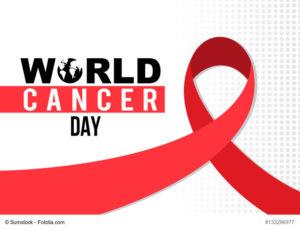 World Cancer Day red ribbon